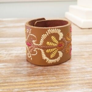 Upcycled Leather Cuff Bracelet Boho